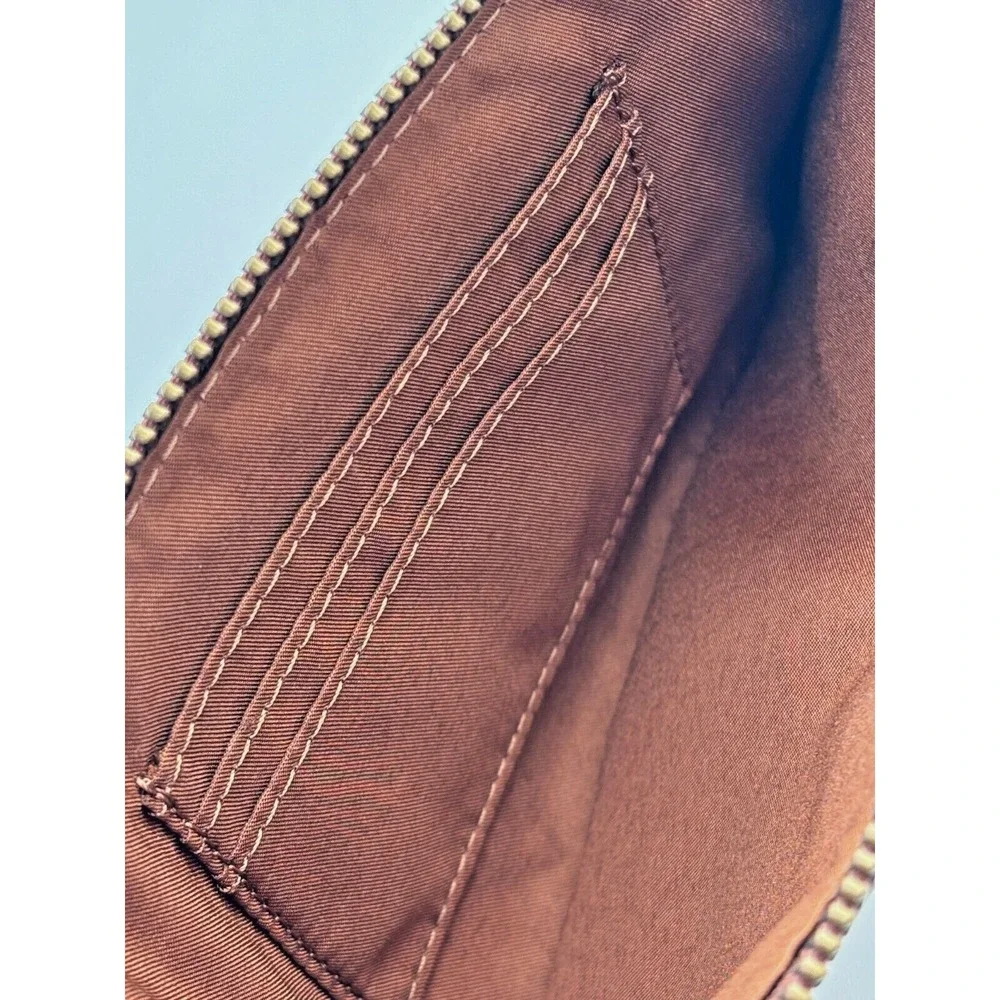 Fossil Pebbled Cowhide Leather Cinnamon Brown Zippered Money Wallet Pouch Clean!